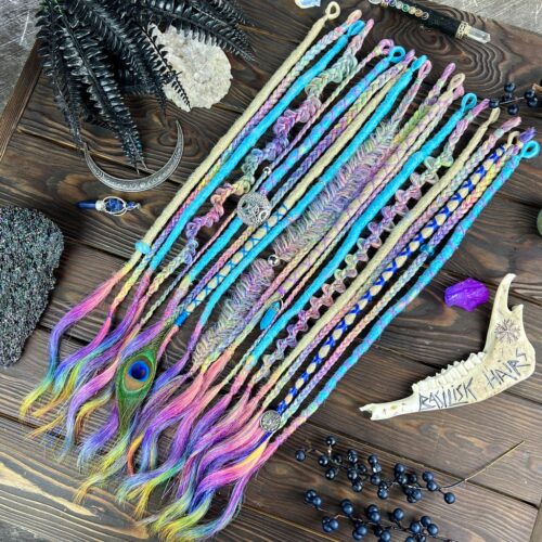 Glitterfall Accent! Partial Dreads & Braids Set with Brushable Ends. Designed for partial installations or when you want to add expressive Rainbow accents to a more neutral or basic set. Customization options are available directly inside the product. BRUSHABLE569