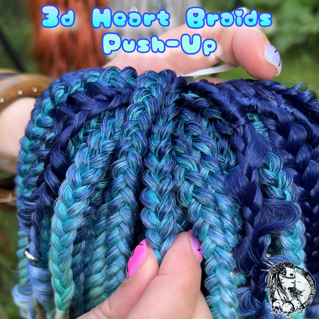 A new arrival – READY TO SHIP! Indigo Rainbow Set. 3D Heart Braids (Push-Up) with Brushable Curls - ultra-voluminous Lunar decorated braid sets with our signature long sculpted braids! BRUSHABLE646 - Image 2